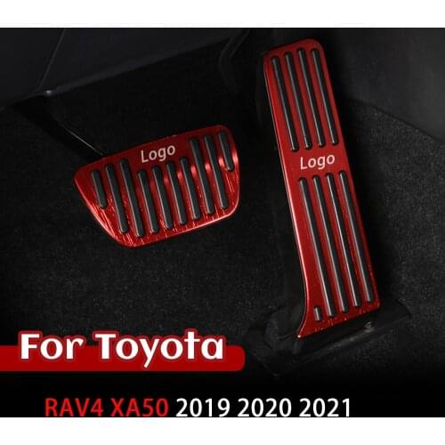 For Toyota RAV4 XA50 2019 2020 2021 Car Accelerator Brake Pedal Footrest Pedal Plate Cover Aluminum Pads Interior Accessories