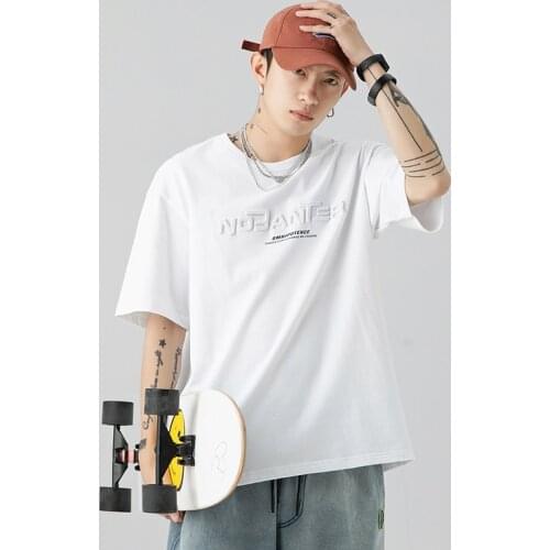 Summer Men Tshirts 3d Letter Harajuku Korea Fashion White Cotton T-shirt Streetwear One Piece Hip Hop Top Tees Plus Size Clothes