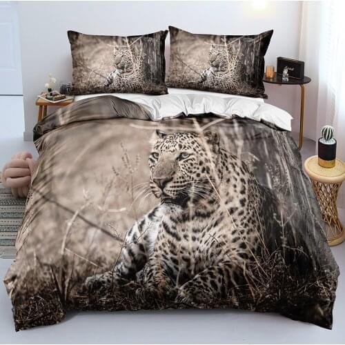 3D White Beddings Pillow Shames Sets Comforter Covers Twin King Queen Full Double Single Size Leopard Custom Design Linens Bed