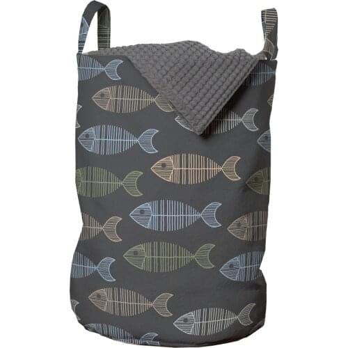 Fish Laundry Basket Vintage Geometric Animal Design Lines Organizer for Clothes Underwear Socks Toys Wash Bag & Home Storage