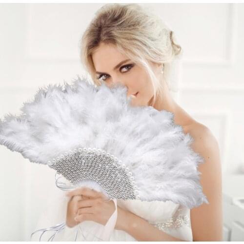 Wholesale Wedding Feather Fan Bride Handheld Non-Folding Fans Cool Fans Wedding Photo Shooting Pose Home Decoration Prop