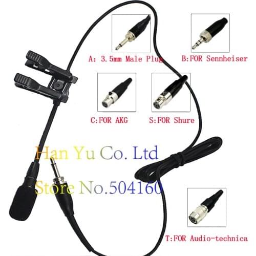 Pro Lavalier Lapel Stereo Cardioid Condenser Microphone For Sennheiser Shure AKG Wireless BodyPack Transmitter