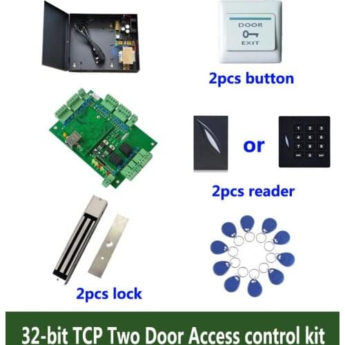 RFID 32-bit access control kit,TCP/ip one door access control+powercase+280kg magnetit lock+ID reader+exit button+10 tag,kit-T06