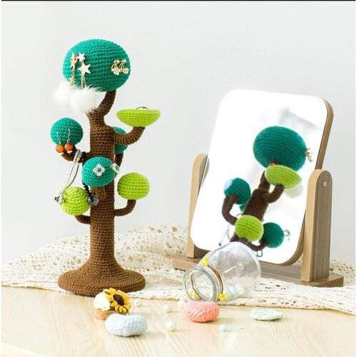 Hand-knitted Handmade Yarn Crochet Tree Earring Necklace Ring Storage Jewelry Holder Home Decoration Best Gift For Friends