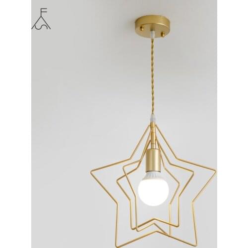 Modern Star Pendant Light Golden/Black E27 hang lamp retro industrial iron Hanging Lamp living room bedroom Lighting Decoration