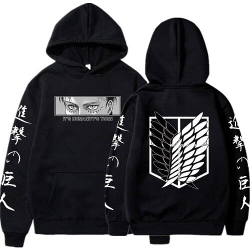 Anime Attack on Titan AOT Hoodie Eren Jaeger Sweatshirts Cozy Tops Sweatsuit Sudadera Felpa Moletom