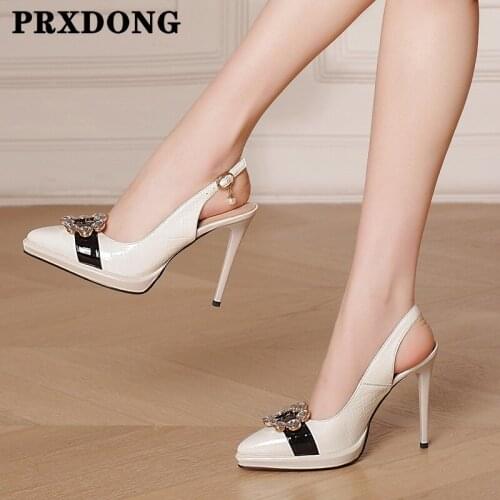 New Fashion Womens Pumps Shoes Genuine Leather Elegant High Heels Pumps Summer Dress Party Wedding Dancing Shoes Woman Sandals
