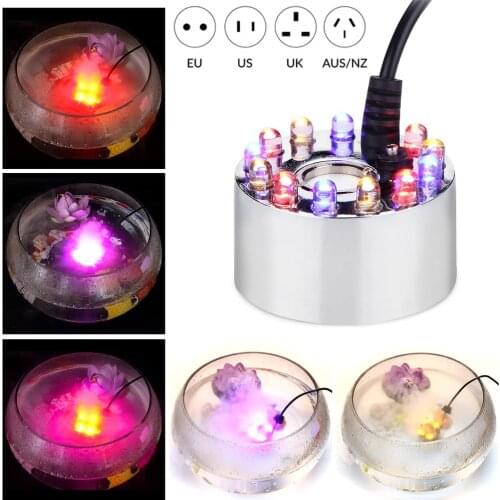 12 LED Colorful Ultrasonic Humidifier Mist Maker Fogger for Water Fountain water feature Creating Atmosphere Air Humidifier