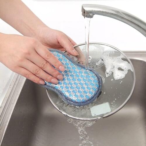 10pcs Double-sided Dishwashing Sponge Scouring Pad Kitchen Bathroom Removing Kit Cleaner Household Cleaning Eraser Brush Sponges