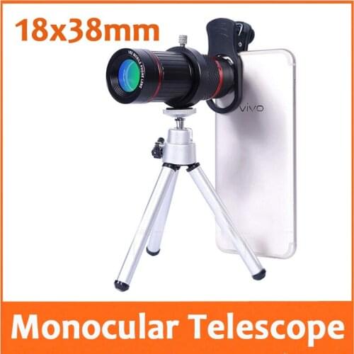 18X 38mm Outdoor Monocular Telescope with mobile phone Camera Handset Clip Clamp Tripod 18 Times Photograph videotape Telescope