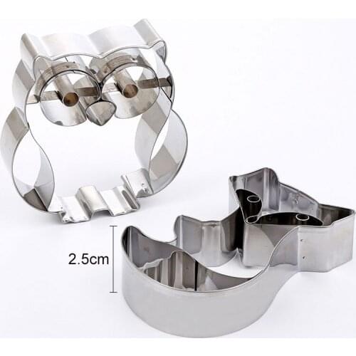 3D Cartoon Fox Owl Shape Biscuit Mold Stainless Steel Cake Moulds Cookie Cutters DIY Fondant Cake Decorating Kitchen Baking Tool