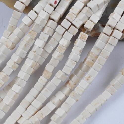 4MM White Howlite Cube Loose Beads Strand Jewelry Making C204