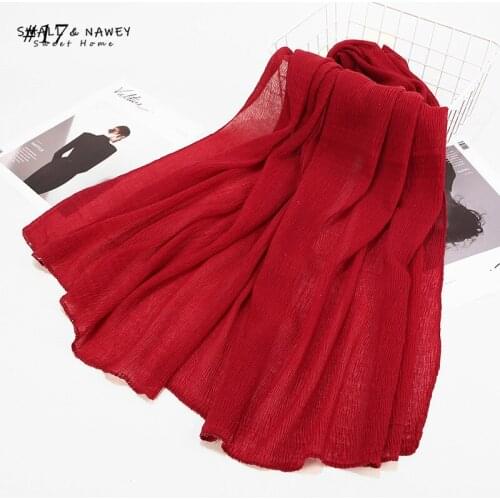 90*180CM new style Hui nationality turban pure color cotton crimped scarf shawl wholesale