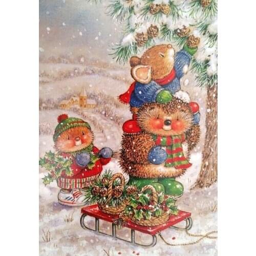 Diamond Painting Hedgehog & mouse 5D DIY Square round Drill cartoon Diamond Embroidery Cross Stitch Kit christmas decor YG2506