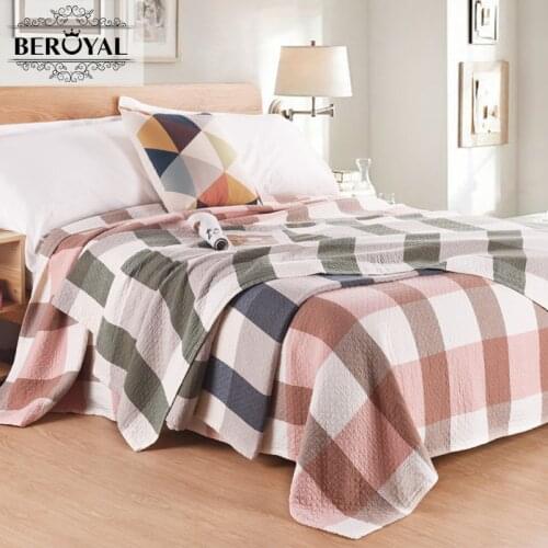 Beroyal Brand 2018 Throw Blanket -1piece 100% Cotton Blanket three Layers Gauze Plaid Blanket Adult Super Soft Muslin Blankets