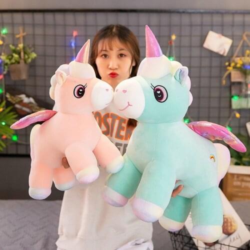 30-50cm New Cute Unicorn Plush Toys Kawaii Baby Sleepping Horse Doll Pillow Stuffed Soft Cushion Room Decor Gift