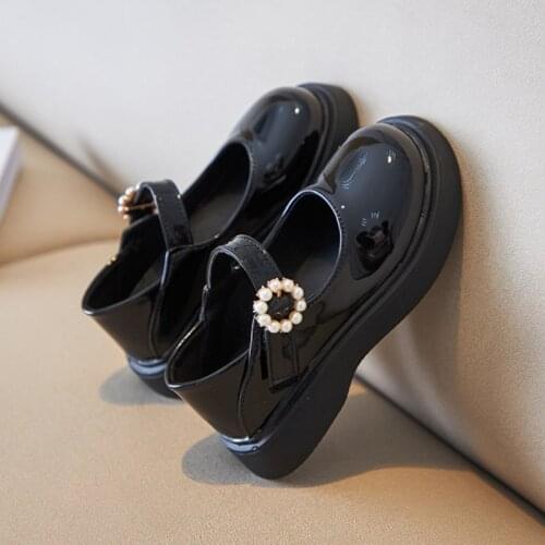 Children Fashion Leather Shoes 2021 Autumn New Girls Sweet Princess Shoes British Style Students Casual Flats All-match 27-37