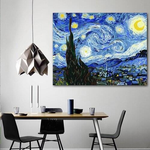 DIY painting by numbers Van Gogh starry sky painting adult creative hand-painted living room decorative painting