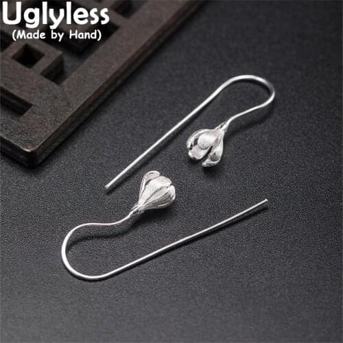 Uglyless Elegant Floral Earrings for Women Handmade 925 Silver Flowers Ear Hooks French Romance Elegant Dress Earrings Fashion