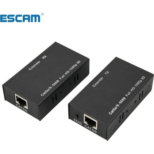ESCAM HDMI-compatible Extender 1080P TX/RX 60M CAT6 RJ45 Ethernet Cable Support HDMI-compatible 3D for HDTV DVD Player