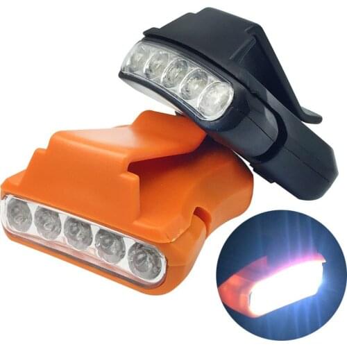 1PCS Super Bright Fishing Headlamp 5 Led Portable Clip on Cap Camping Light Clip on Hat Lamps Flashlight Rechargable Waterproof