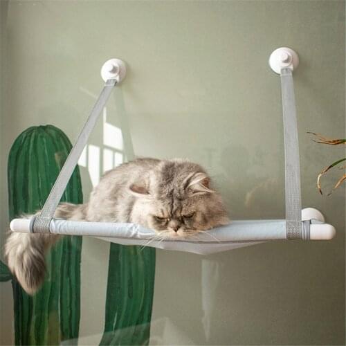22.5kg Bearing Pet Hanging Beds Cute Cat Hammock Sunny Shelf Seat Window Wall Mount Comfortable Bed Mat Breathable Canvas Fabric