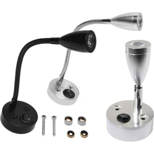 Flexible And Adjustable RV Reading Light 3W 12V Wall Lamp For Truck Motorhome Yachts Cabin Bedside, Camper Van Caravan Boat