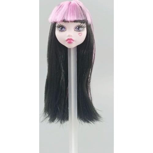 Doll Head for Monster High Dolls Makeup Heads for Monster Doll Soft Plastic DIY Toy Doll Head With Pink Long Wig Hair Kids Toys