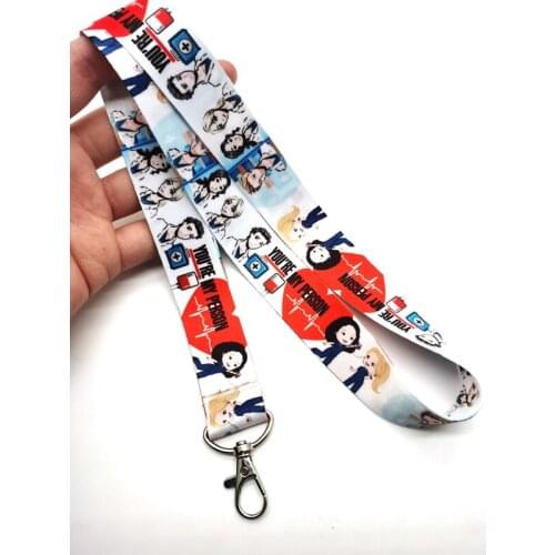 Hot Sale! Greys Anatomy Doctors nurse Lanyard Neck Strap Card Bus ID Holders With Key Chain