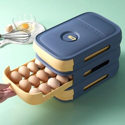 Rolling Type Egg Sorting Storage Box Kitchen Accessories Organizer Household Rack Drawer Food Fresh Keeping Case Gadget For Home