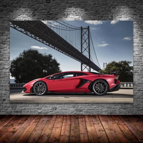Supercar lamborghinis Aventador SVJ Red Car Sportscar Posters Canvas Printed Wall Art for Living Room Decor