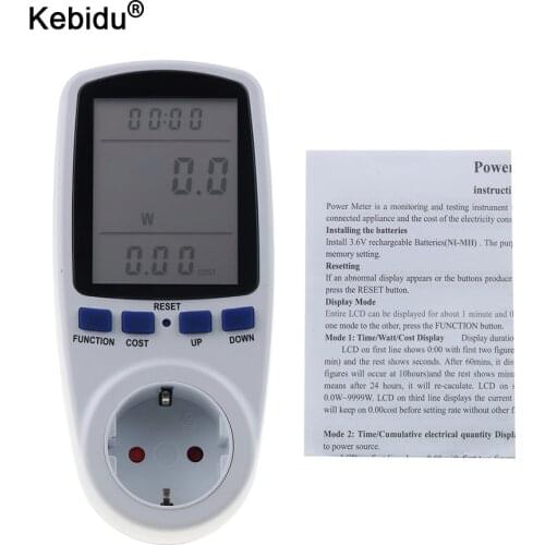 Kebidu AC Power Meters Socket 230V Digital Voltage Wattmeter Power Consumption Watt Energy Meter Electricity Analyzer Monitor