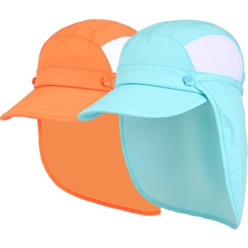 Boys Girls Kids UPF 50+ Sun Protection Hat with Neck Flap Quick Dry Detachable Mesh Baseball Summer Sun Visor Hat