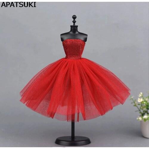 Red Short Ballet Dress For Barbie Doll One Piece Evening Dresses Vestido Clothes For Barbie Dolls 1/6 BJD Doll Accessories