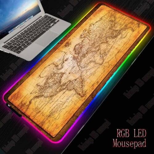 XGZ Map Mouse Pad Computer Mousepad LED Backlight Gaming Gamer Large Mause Mat RGB Mousepad USB for Keyboard Mice PC Desk Mat