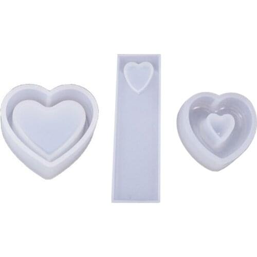 Crystal Epoxy Resin Mold Heart Shaped Box Hollow Pendant Bookmark Casting Silicone Mould Handmade DIY Crafts Making Tools