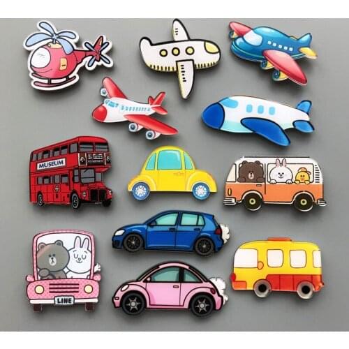 Fridge Magnets Magnetic Stickers Transport refrigerator stickers cartoon cute baby early education airplane car Room Decoration