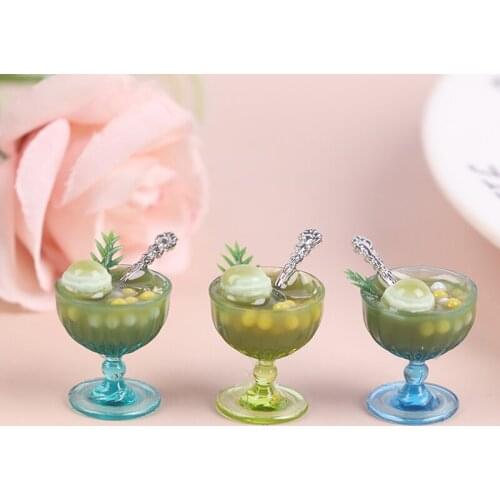 New Arrival 1:12 Dollhouse Miniatures Mini Matcha Desserts Drink Model Scene Accessories Cups Kitchen Toys