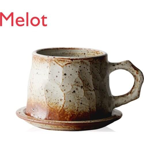 Stoneware Coffee Set Set Handmade Ceramic Retro Art Cup Hand Punch Coffee Cup Couple Set Sets