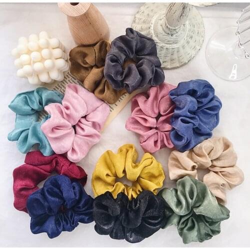 New Satin Corduroy Womens Elastic Hair Band Bright Color Silk Little Star Girl Elastic Big Hair Ring Rubber Band Headdress