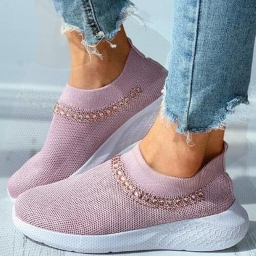 2021 Summer New Womens Inlaid Knitting Leisure Comfortable Soft Bottom Anti Slip Fashion Versatile Hot Sale Slip-On Flat Shoes