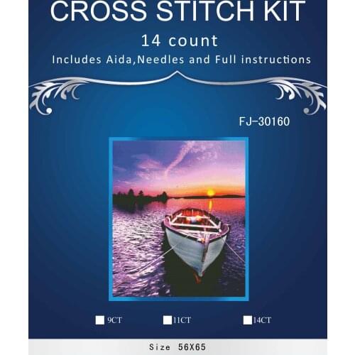 Oneroom Sunset Sea Sailing Boat Embroidery Crafts Needlework 14CT Unprinted Arts Cross Stitch Kits DMC DIY Quality