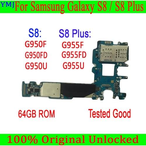 Original unlock for Samsung Galaxy S8 G950F G950FD G950U G955F G955U G955FD Motherboard,EU version 64gb Logic board With chips