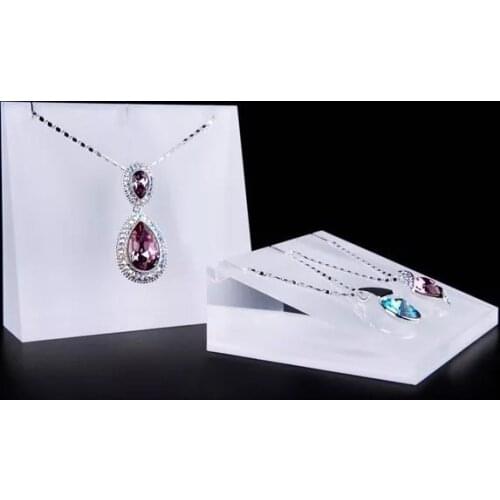 White Acrylic Necklace Pendant Earrings Display Stand Acrylic Jewellery Display Blocks Chain Display Holder Jewelry Display