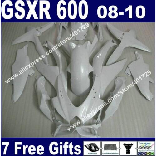 All white Fairings for SUZUKI 2008 2009 2010 GSXR 600 750 K8 ABS plastic all white bodywork 08 09 10 GSXR600 GSXR750 set PG84