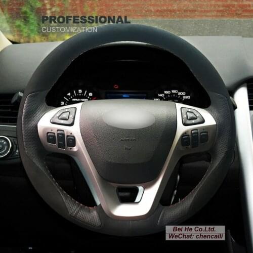 DIY Hand Stitching PU Carbon Fiber Black Leather Car Steering Wheel Cover for Buick Encore 2013-2019 / Verano 2012-2017 Cascad