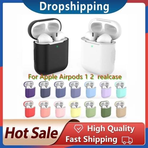 Anti-fall Silicone Case For Apple Airpods Real Case 1/2 Headphones Case Protective Wireless Earphone Cover For Apple Accessories