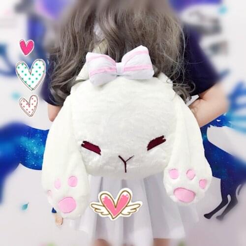 Lolita big lop ears cute rabbit head bag cute girl student children diagonal portable shoulder plush bag