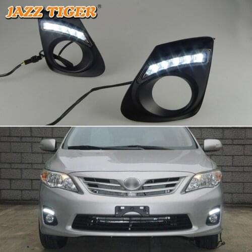 12V LED Daytime running lights For Toyota Corolla 2011 2012 2013 auto Drl with turn signals for cars fog lights headlights lamps