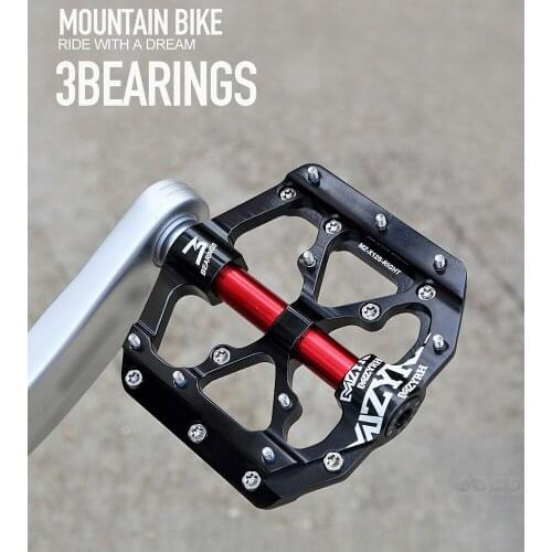 2pcs Mountain Bike Pedals 3 Bearings Platform Bicycle Flat Alloy Pedals 9/16" Pedals Non-Slip Alloy Flat Pedals